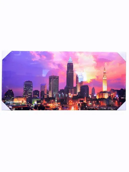 13&quot; x 28&quot; Cityscape Sunset Wrap Canvas Art (Available in a pack of 4)