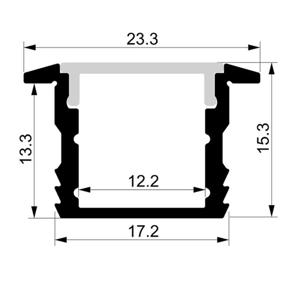 23mm X 15mm 2 Metre Silver Deep Square Winged Aluminium Led Profile Havit Lighting - Hv9699-2315-2M