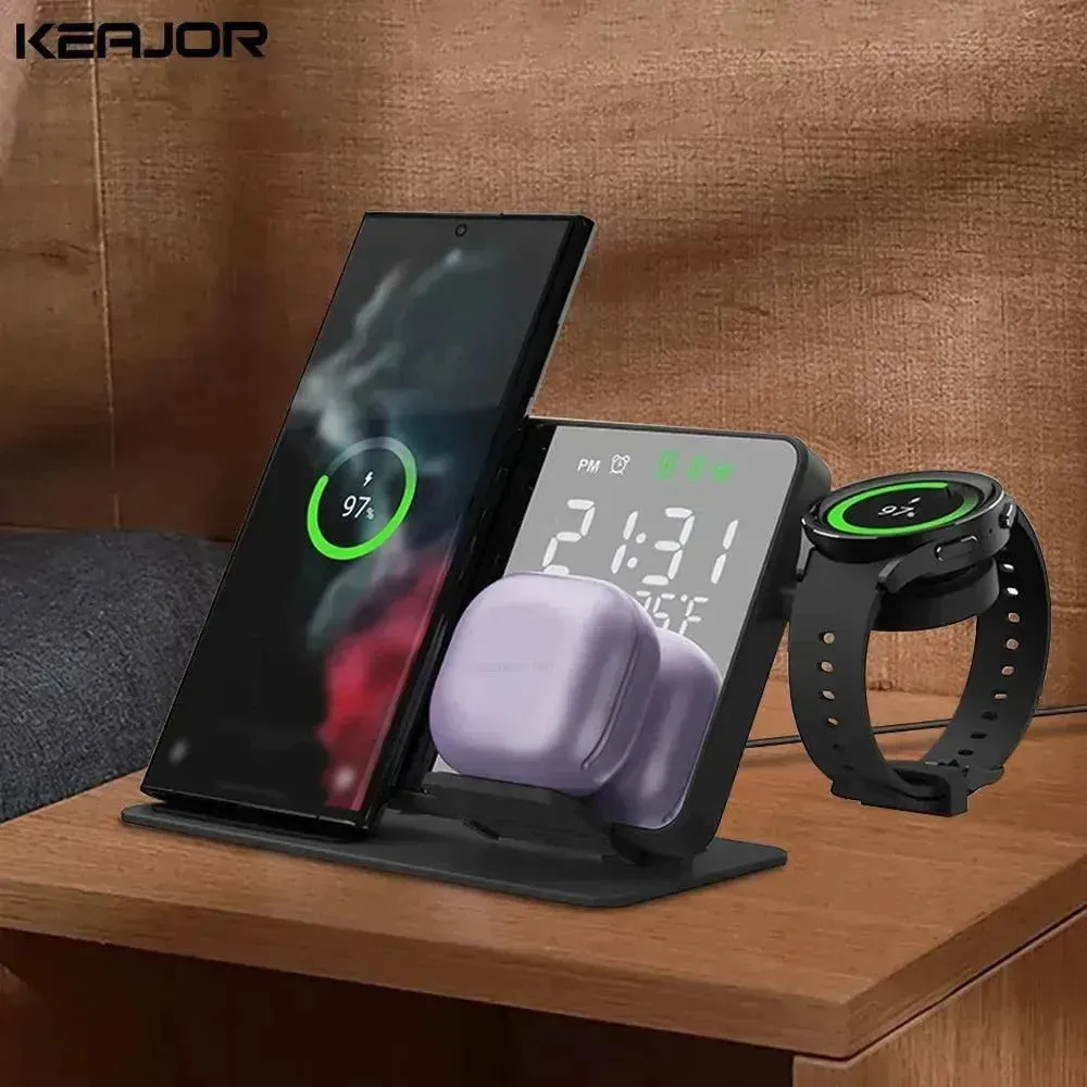 3 in 1 Wireless Charger Stand with Alarm Clock