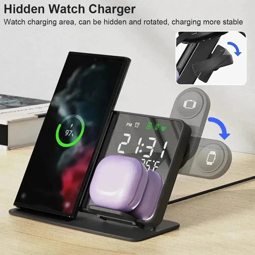 3 in 1 Wireless Charger Stand with Alarm Clock