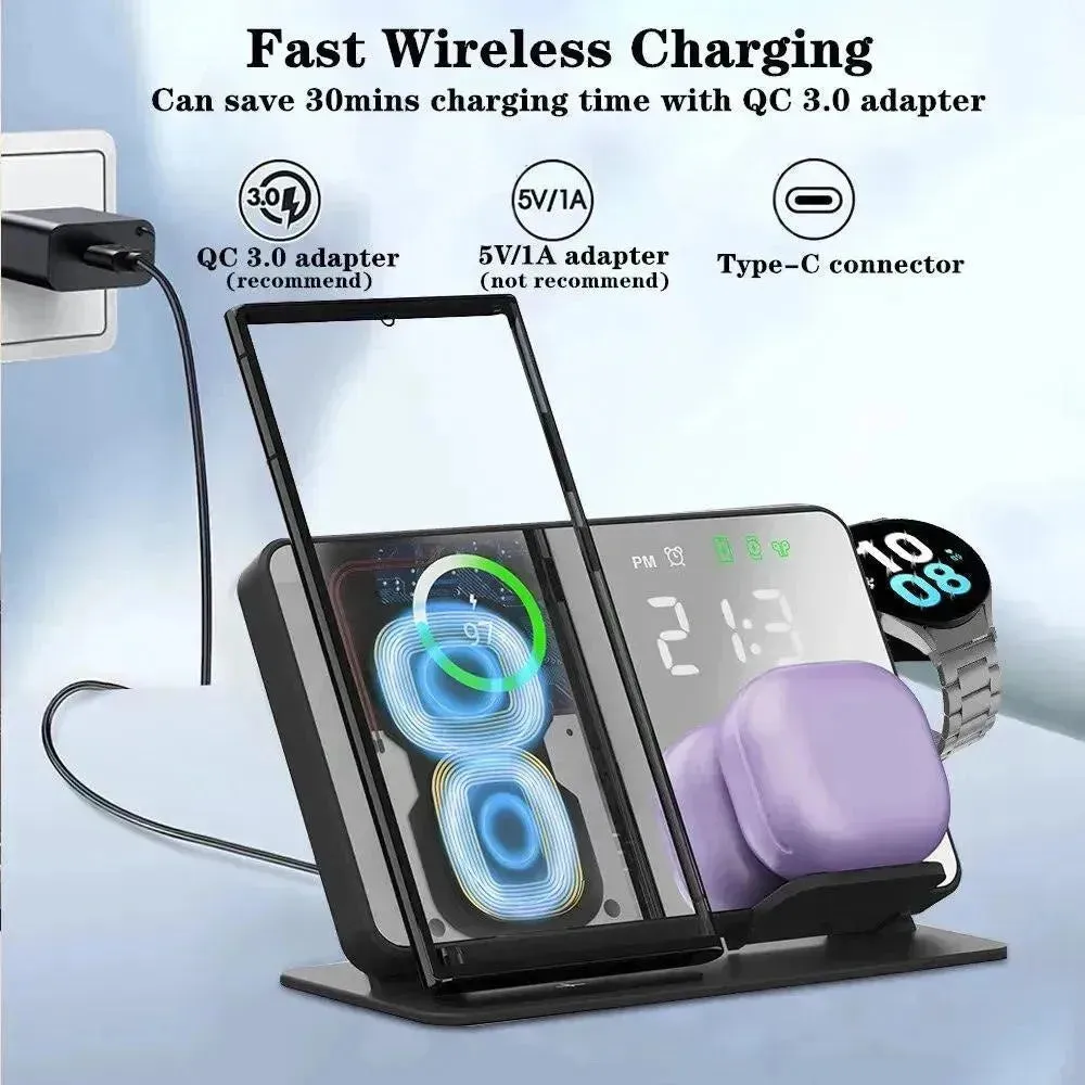 3 in 1 Wireless Charger Stand with Alarm Clock