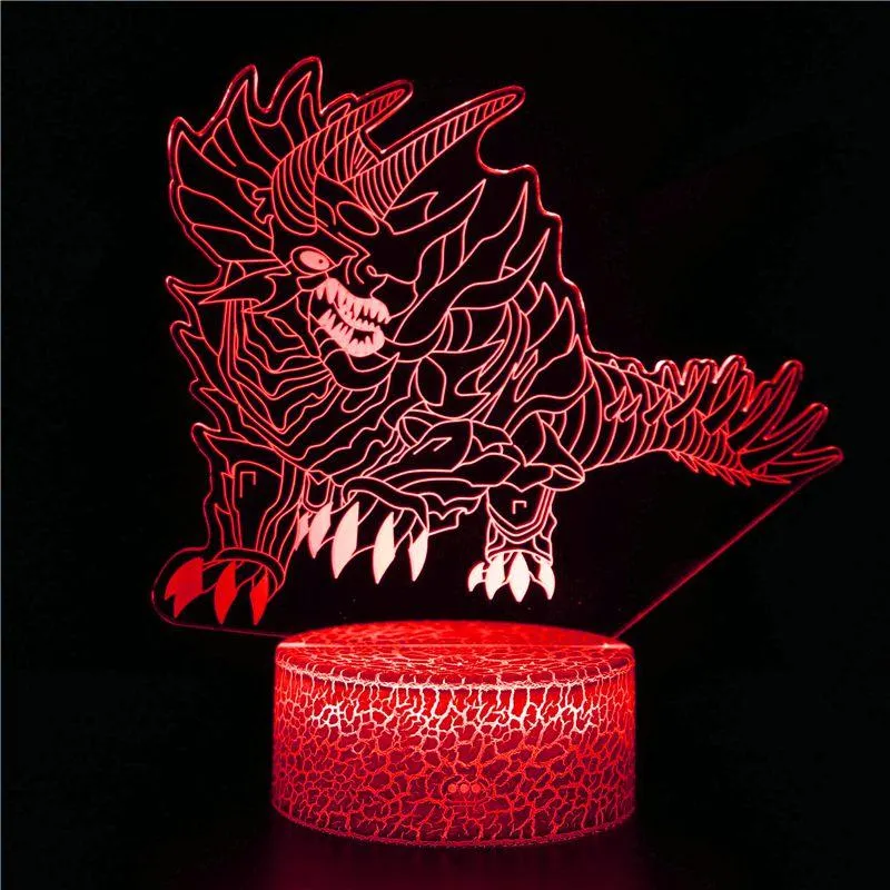 3D Cool Boy Fashion Personality Design Toy For Dinosaur Night Light, 7-Color Night Light Illusion Toy Gift