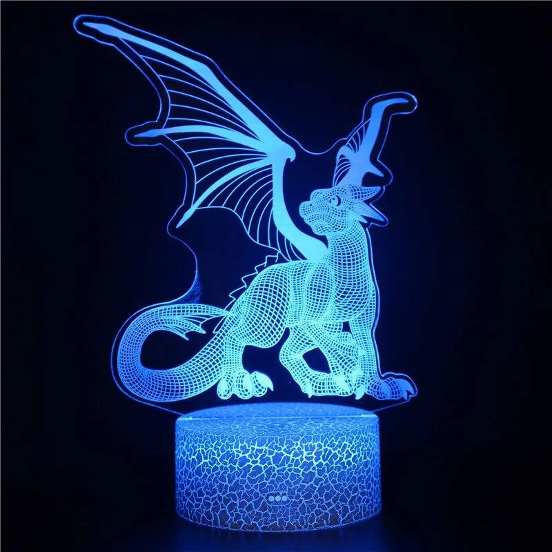 3D Cool Boy Fashion Personality Design Toy For Dinosaur Night Light, 7-Color Night Light Illusion Toy Gift