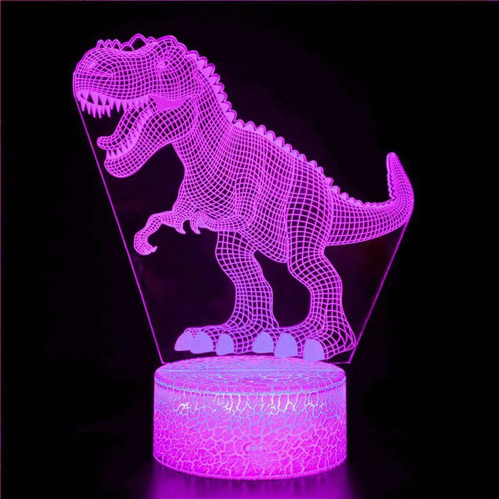 3D Cool Boy Fashion Personality Design Toy For Dinosaur Night Light, 7-Color Night Light Illusion Toy Gift