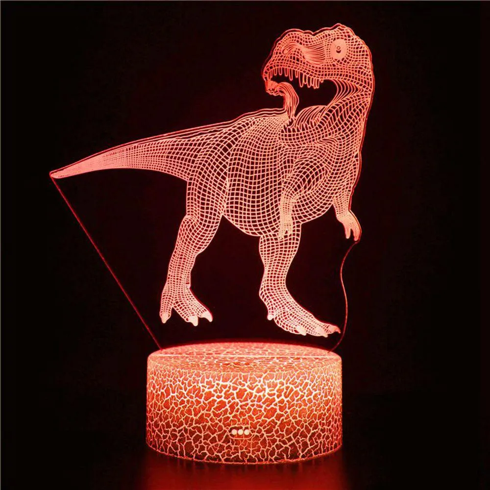 3D Cool Boy Fashion Personality Design Toy For Dinosaur Night Light, 7-Color Night Light Illusion Toy Gift