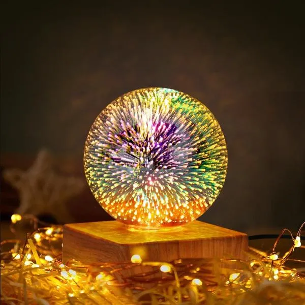 3D Firework Crystal Ball Lamp Home Bedside Table Atmosphere Luminous Starry Sky LED Night Light