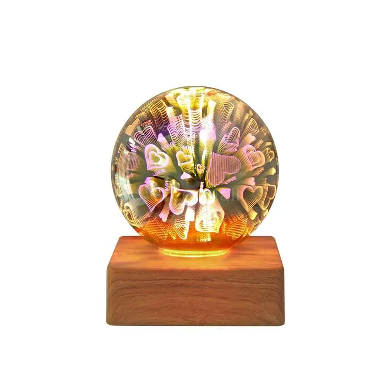 3D Firework Crystal Ball Lamp Home Bedside Table Atmosphere Luminous Starry Sky LED Night Light