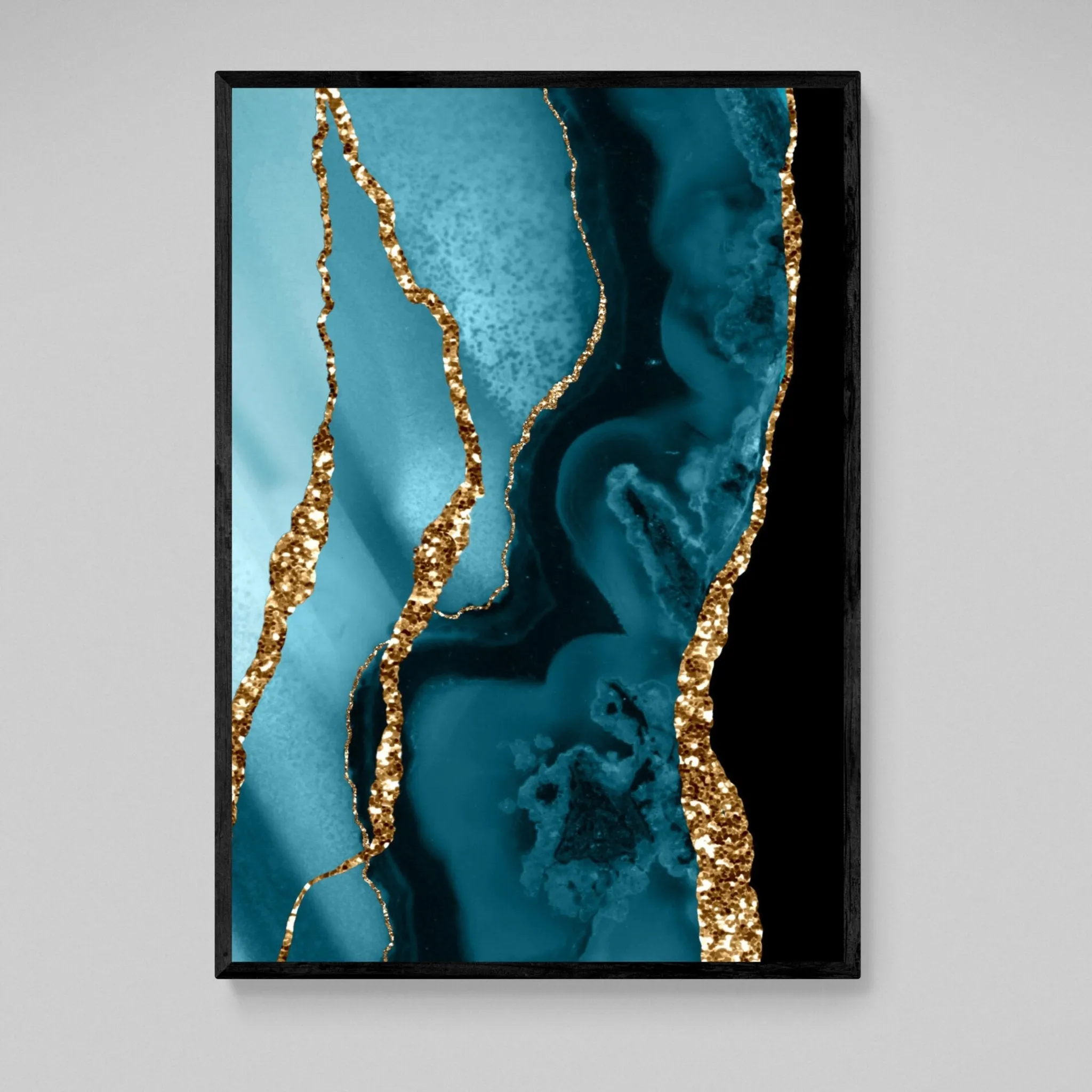 Blue and Gold Marble Wall Art