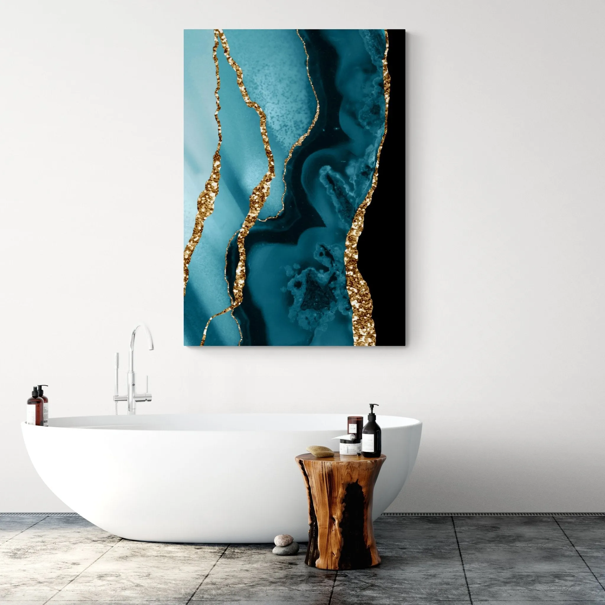 Blue and Gold Marble Wall Art