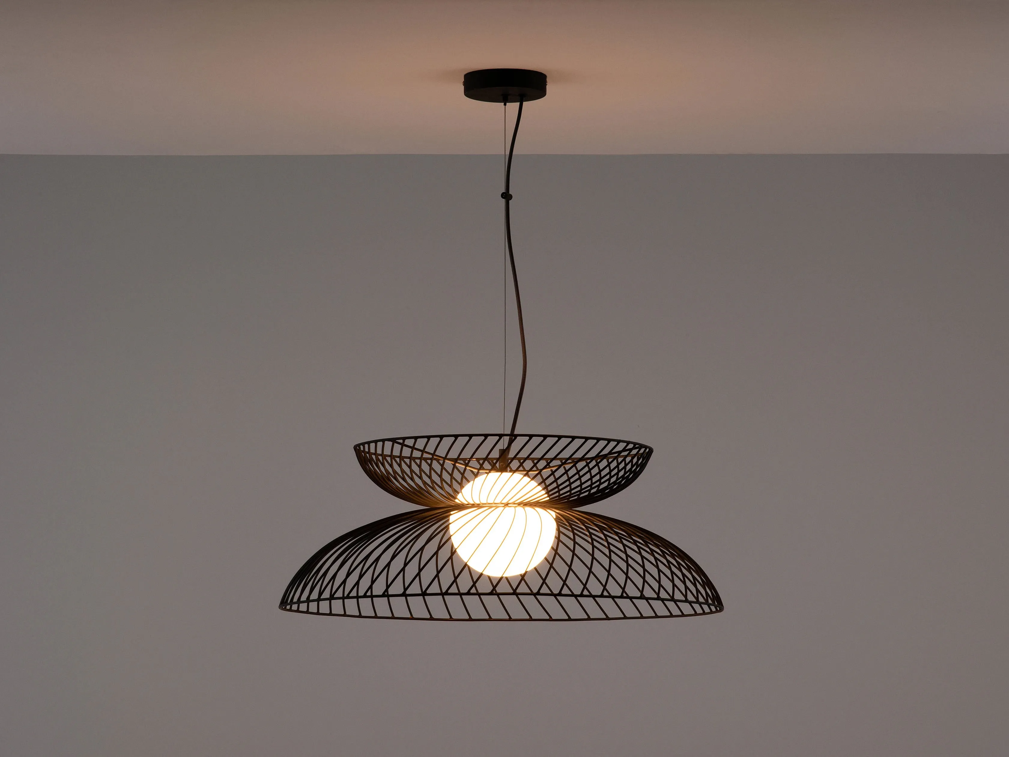 Charcoal grey cage ceiling light