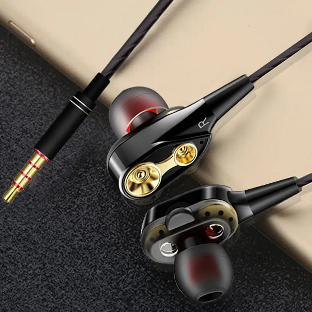 Dual-Dynamic Quad-core 3.5mm Noise Isolation Sport In-ear Earphone