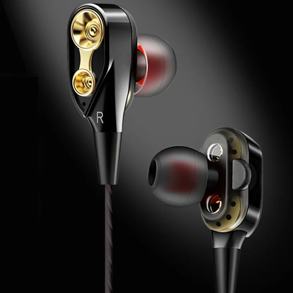 Dual-Dynamic Quad-core 3.5mm Noise Isolation Sport In-ear Earphone