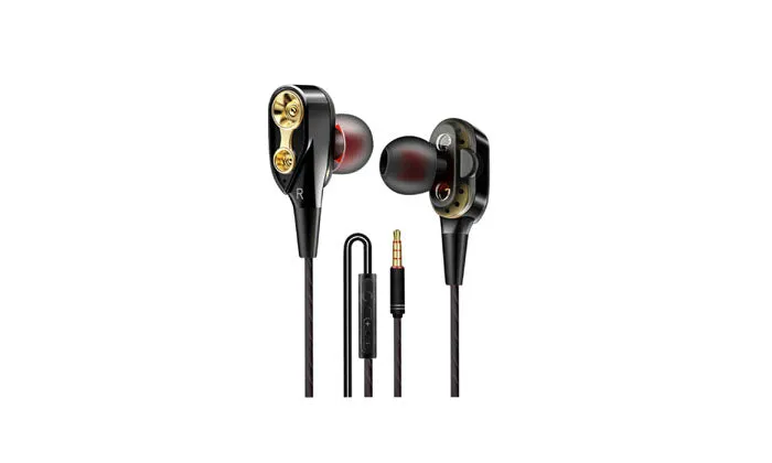 Dual-Dynamic Quad-core 3.5mm Noise Isolation Sport In-ear Earphone