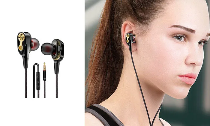 Dual-Dynamic Quad-core 3.5mm Noise Isolation Sport In-ear Earphone