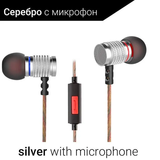 Ear buds Stereo Metal Earphones with Microphone