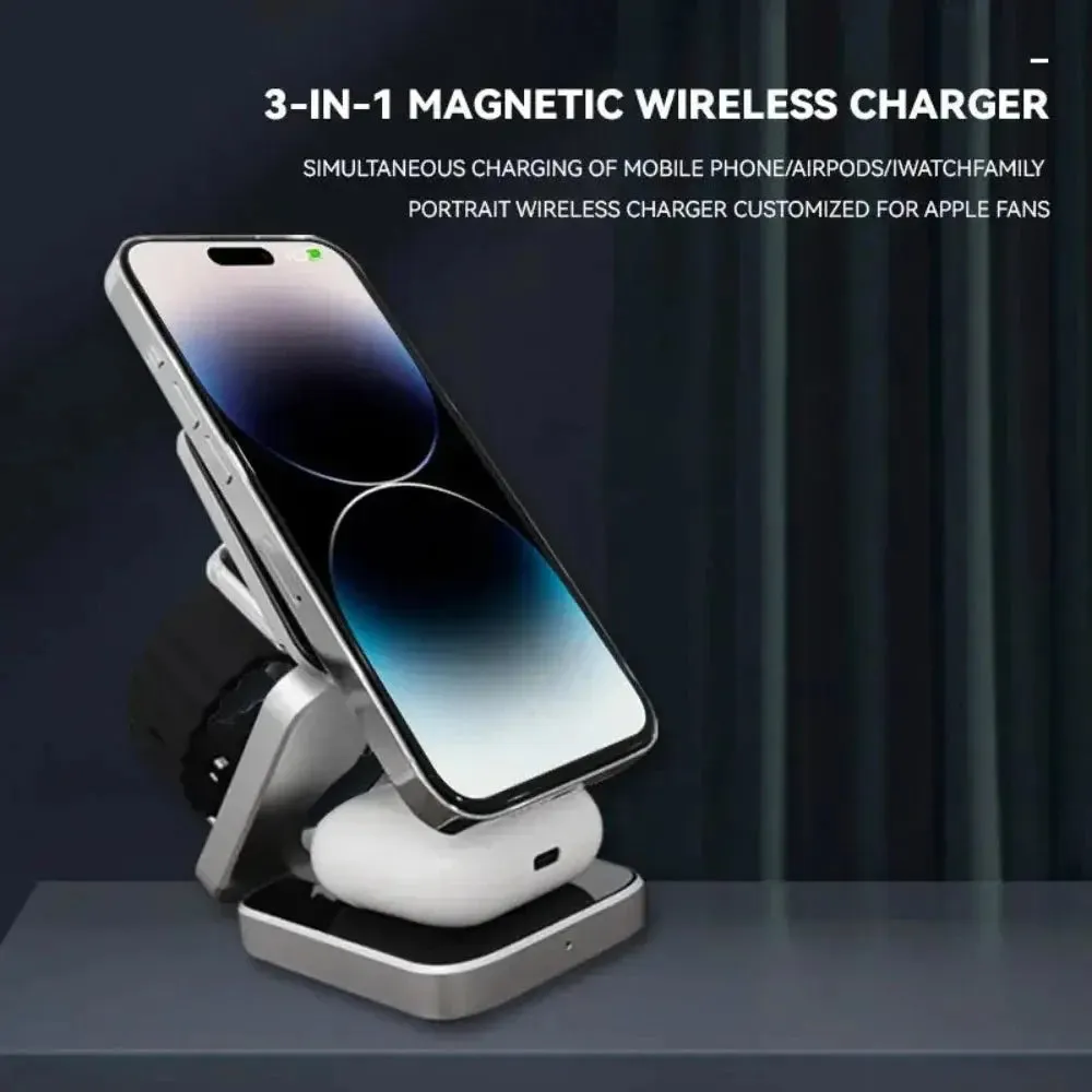 Foldable 3 in 1 Wireless Charging Phone Stand-Wireless Charging Stand