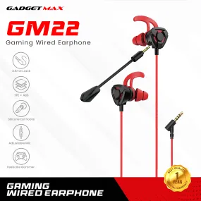 GADGET MAX GM22 3.5MM GAMING WIRED EARPHONE WITH MIC (1.2M) - BLACK & RED