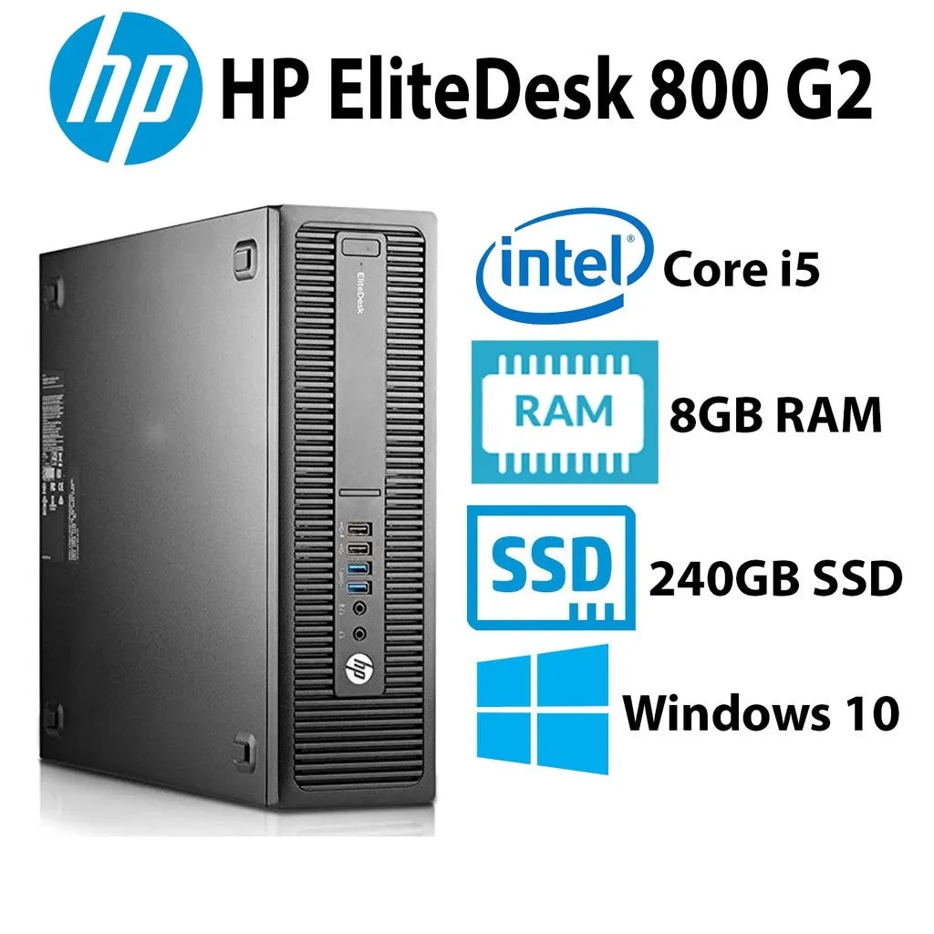 HP EliteDesk 800 G2 (SFF) Desktop | Intel Core i5-6500 @ 3.2GHz (6th Gen) Quad-Core | 8GB RAM, 256GB SSD, WiFi, Triple Monitor Support, 2x Display Port, VGA, DVD-RW, 1Gb Ethernet | Win 10 Pro x64 - 1 Year Warranty