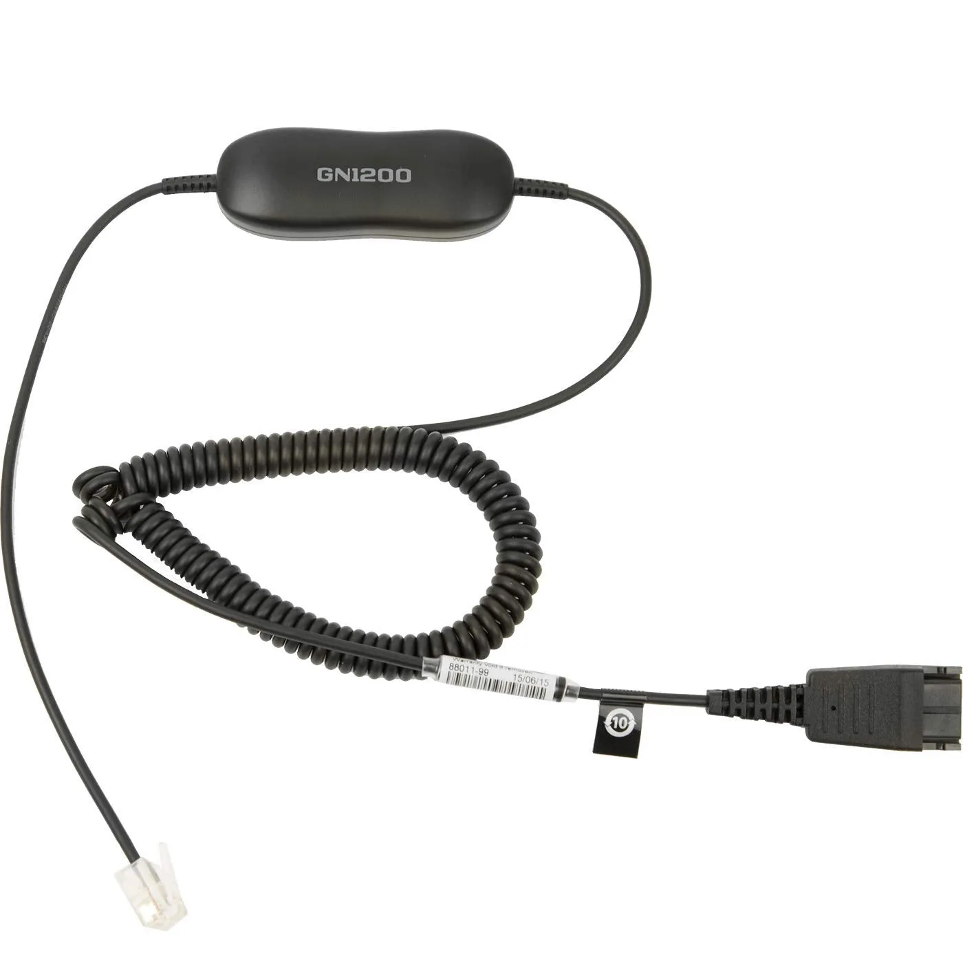 Jabra Biz 1500 QD Mono Headset with GN 1200 Universal Coiled Smart Cord for Connecting Headset & Telephone