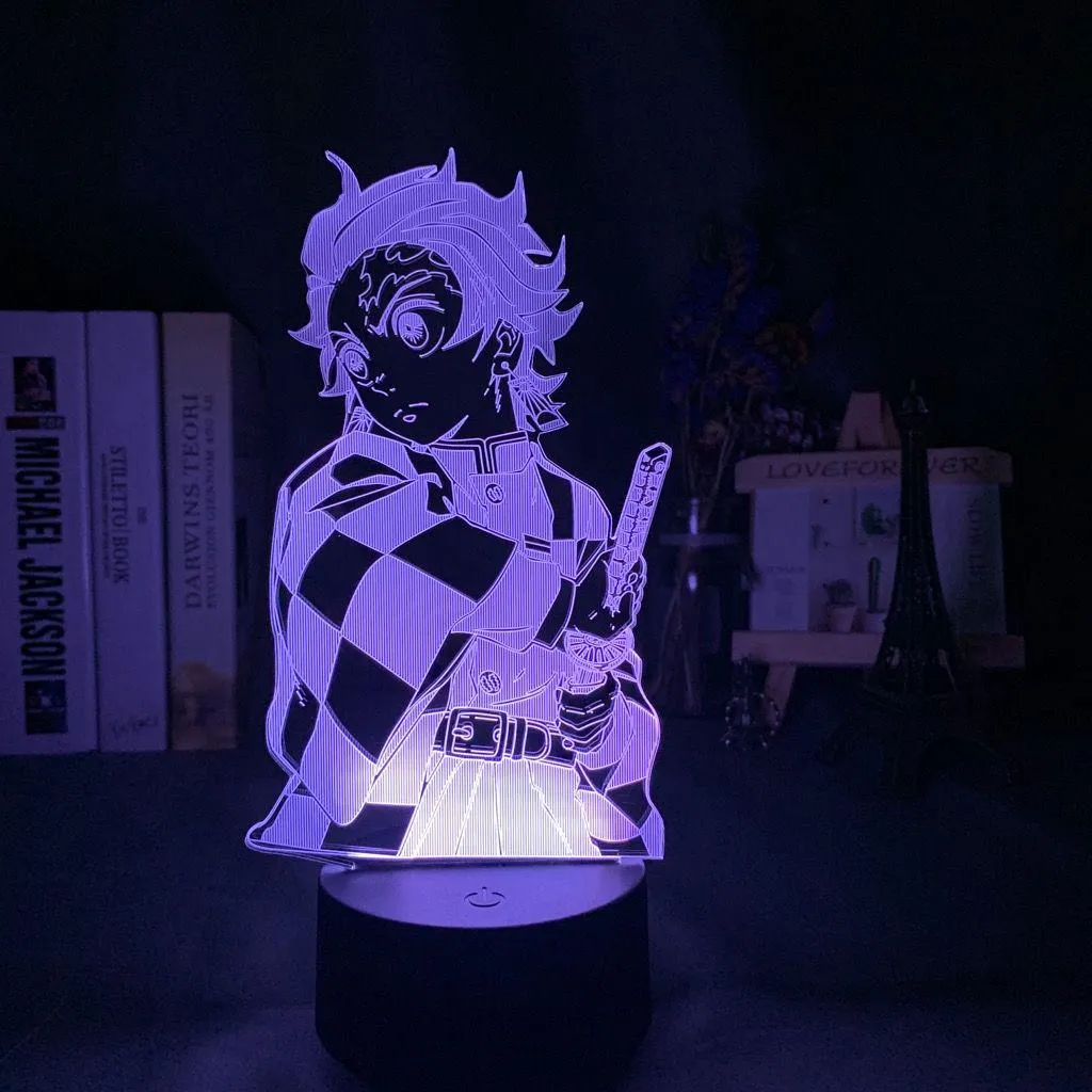 Kimetsu No Yaiba Tanjiro Kamado Figure 3d Night Lamp for Child Bedroom Decor Nightlight Kids Led