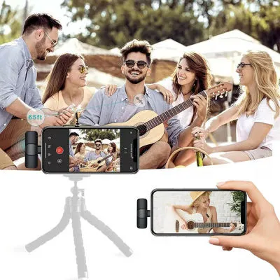 Lavalier Mini Microphone Wireless Audio, Video Recording With Phone Charging | Wireless Lapel Microphones | Chargeable Handheld Microphone