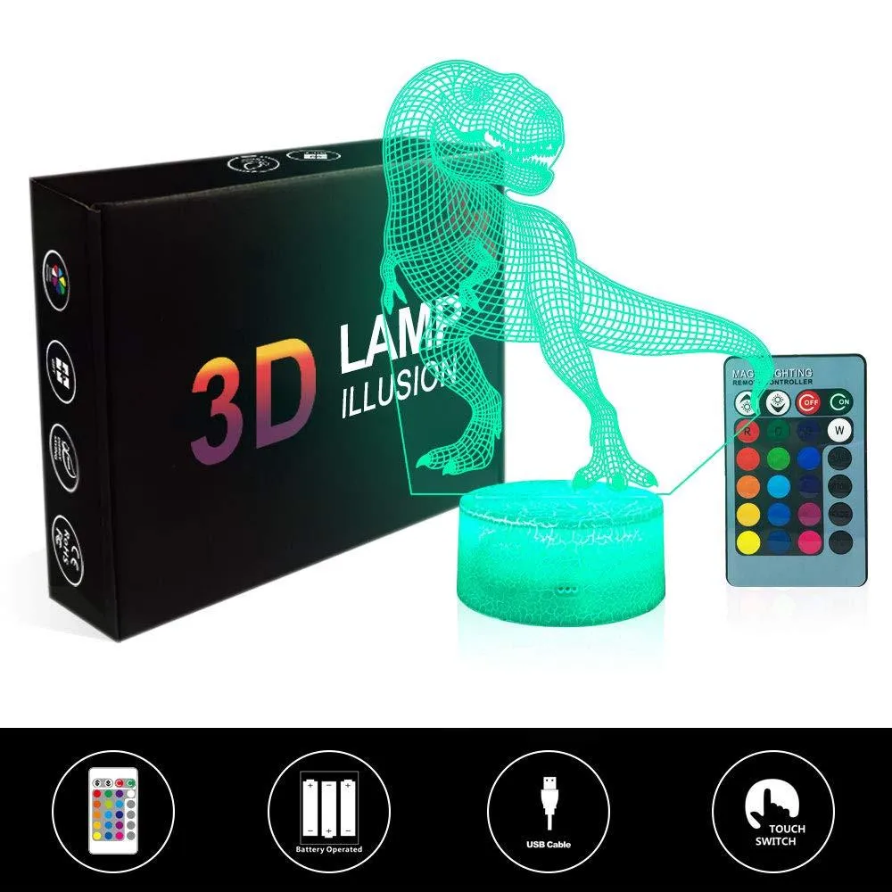 LED 3D Illuminated Lamp Optical Illusion Desk Night Light with Remote Control