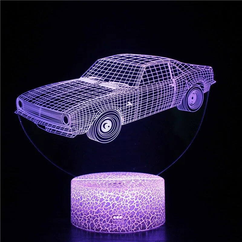 LED Touch Remote Control Light Car Icon LOGO Children Boy Night Light Toy Model Ornaments 3D Table Lamp Decoration Birthday Gift