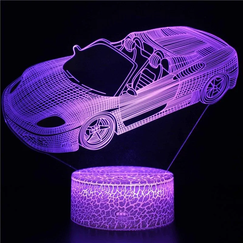 LED Touch Remote Control Light Car Icon LOGO Children Boy Night Light Toy Model Ornaments 3D Table Lamp Decoration Birthday Gift