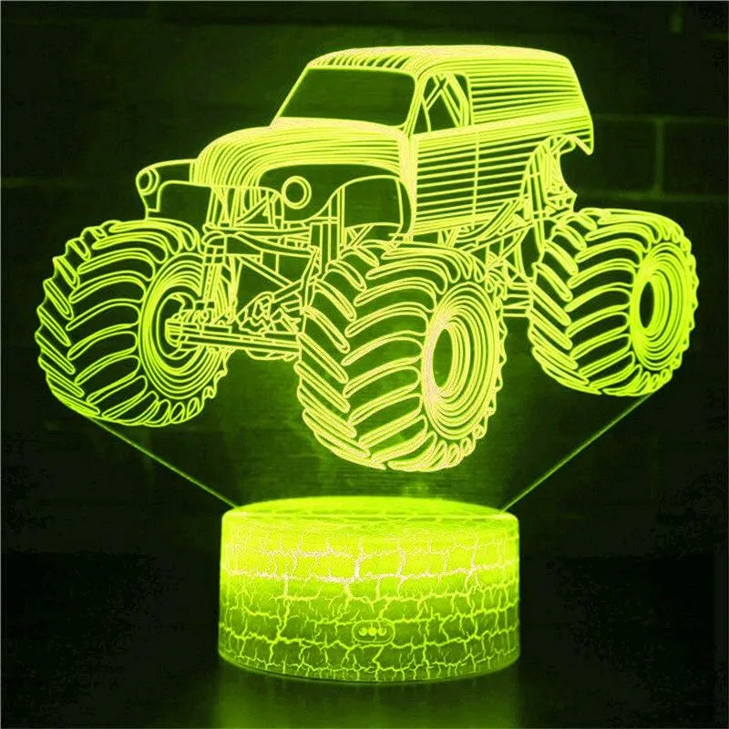 LED Touch Remote Control Light Car Icon LOGO Children Boy Night Light Toy Model Ornaments 3D Table Lamp Decoration Birthday Gift