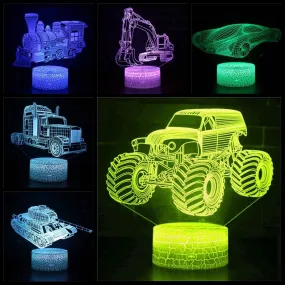 LED Touch Remote Control Light Car Icon LOGO Children Boy Night Light Toy Model Ornaments 3D Table Lamp Decoration Birthday Gift