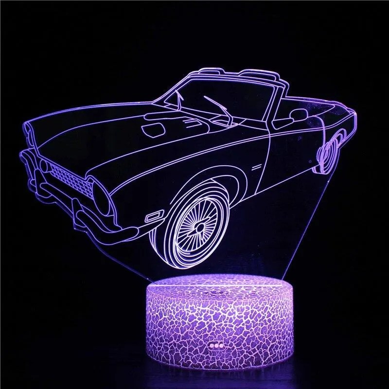 LED Touch Remote Control Light Car Icon LOGO Children Boy Night Light Toy Model Ornaments 3D Table Lamp Decoration Birthday Gift