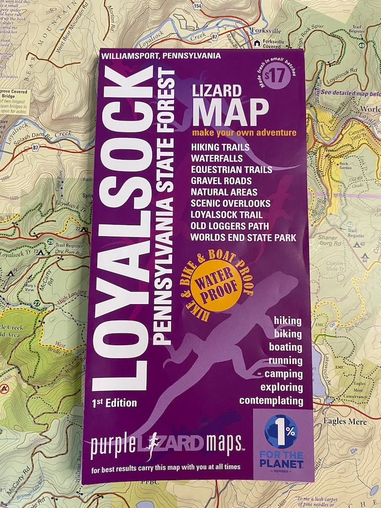 Loyalsock-Worlds End Lizard Map, Pennsylvania