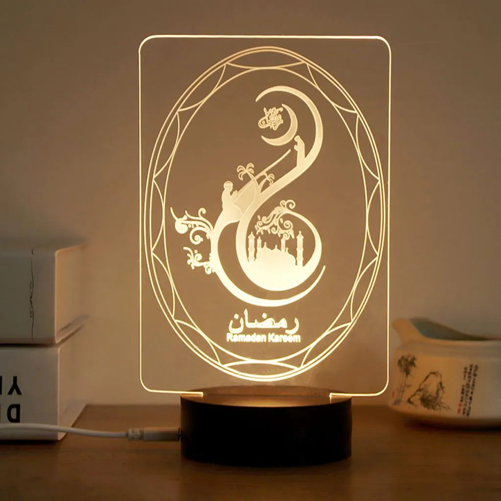 Muslim Ramadan 3D Night Light Table Desk Lamp Light USB Bedroom Child