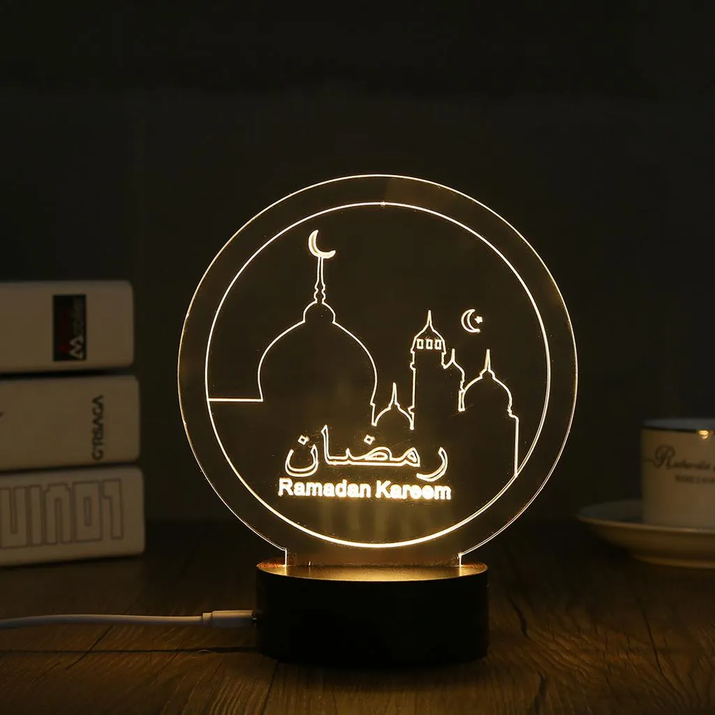 Muslim Ramadan 3D Night Light Table Desk Lamp Light USB Bedroom Child