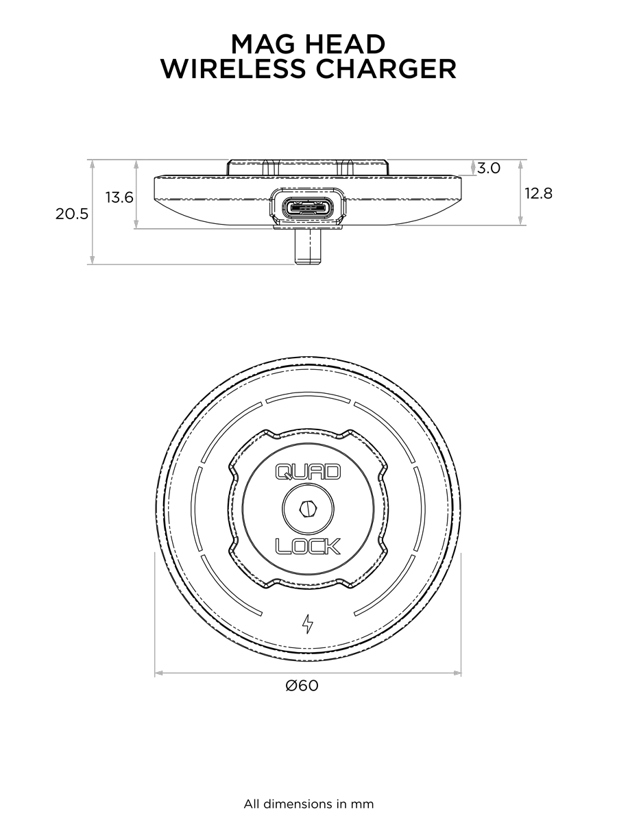 Quad Lock - Car / Desk - MAG Wireless Charging Head