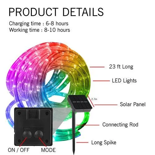 Solar Led Rope Lights Multicolour (50 Led) - Epyz