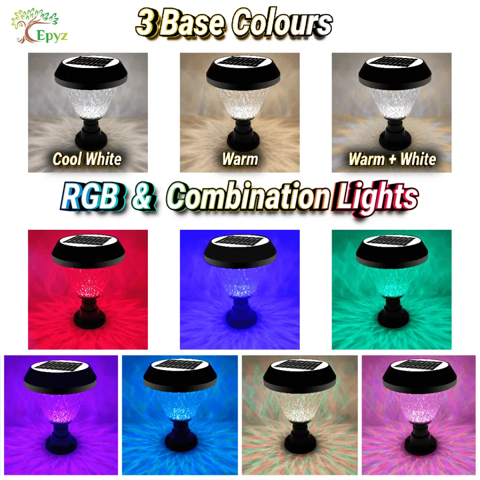 Solar Pillar Lights | Led Round Pillar Lights In Multicolor