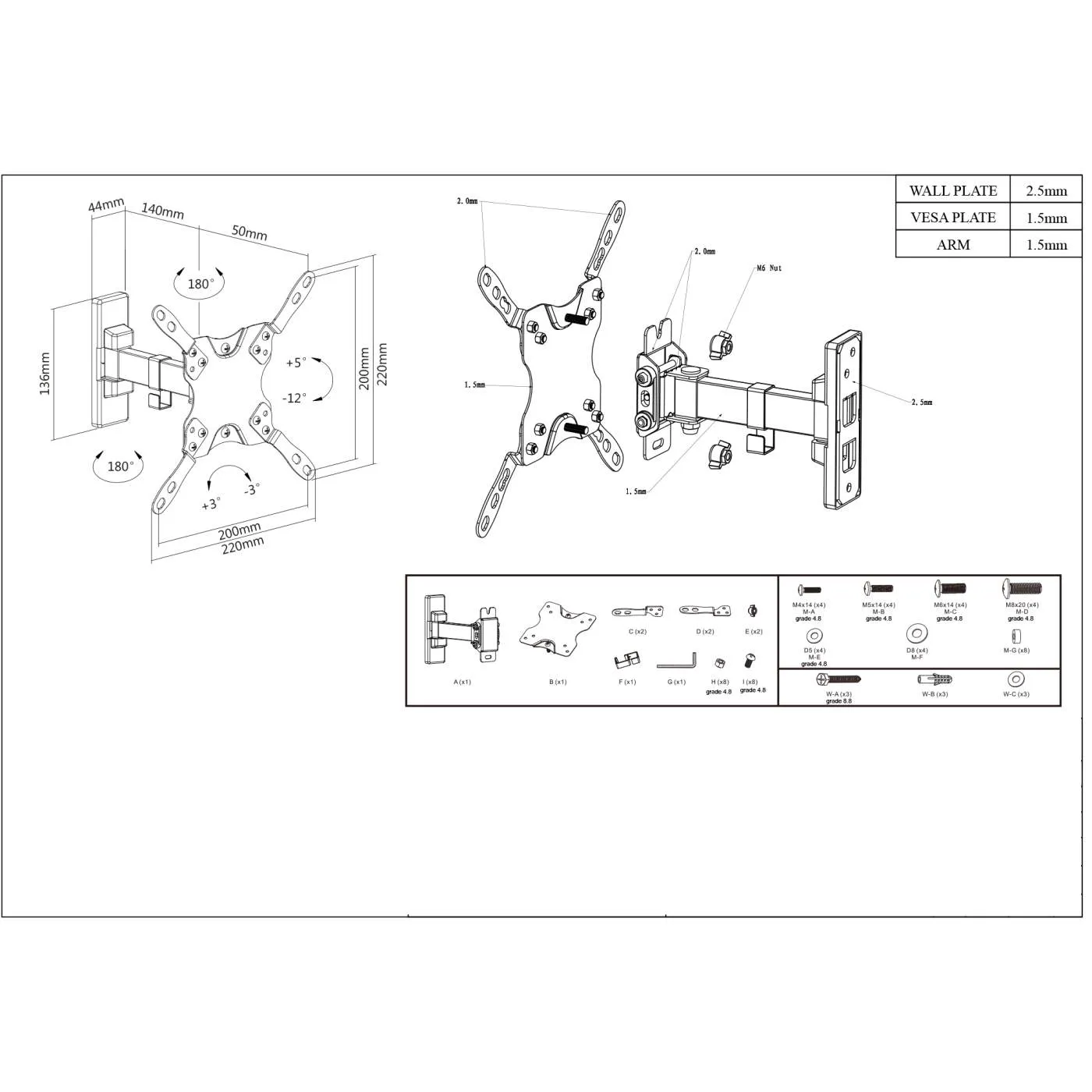 Universal Flat-Panel Articulating TV Wall Mount