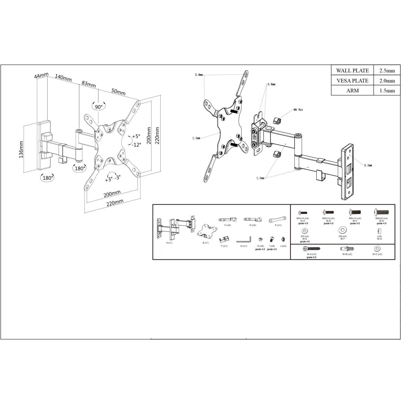 Universal Flat-Panel Articulating TV Wall Mount