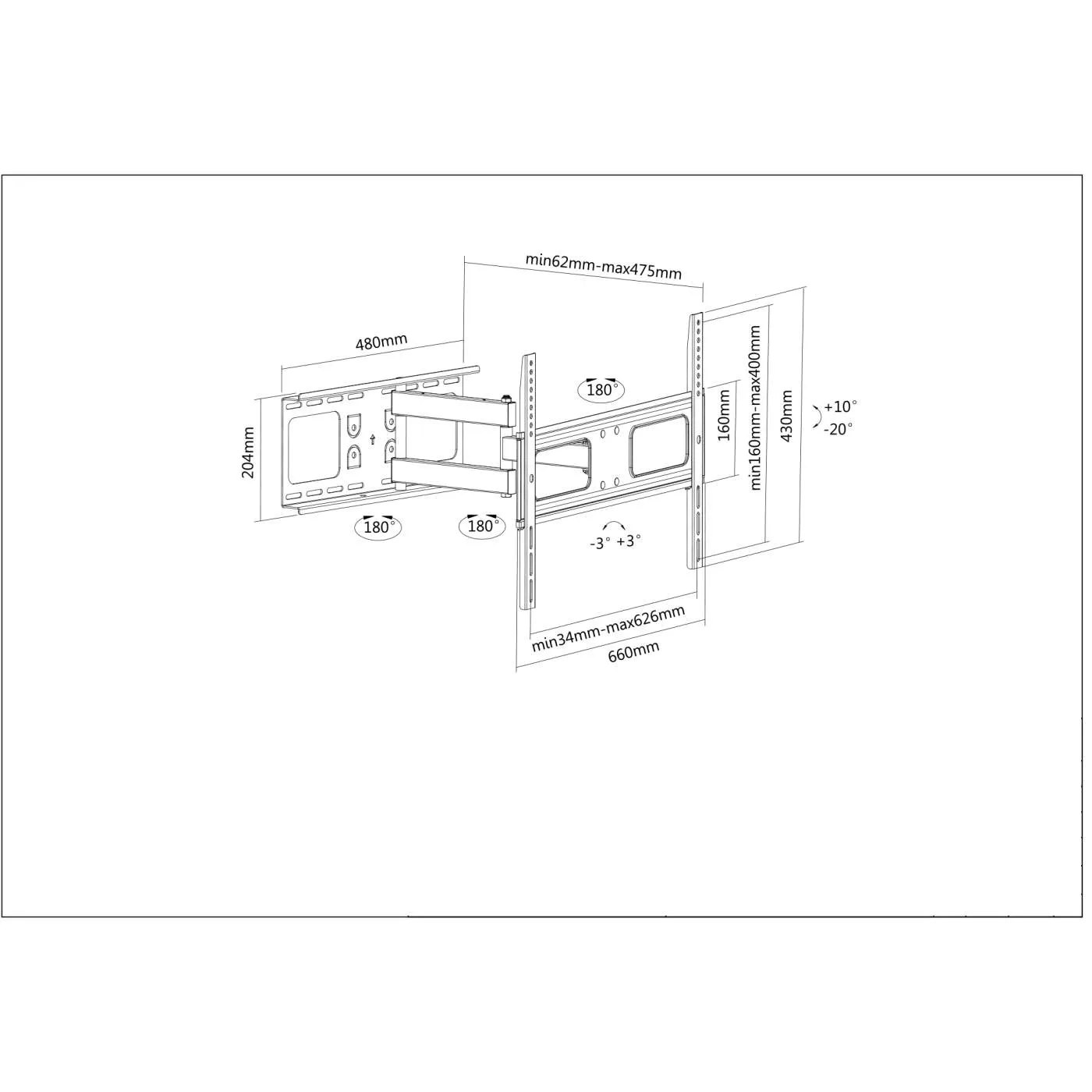 Universal Flat-Panel TV Full-Motion Wall Mount