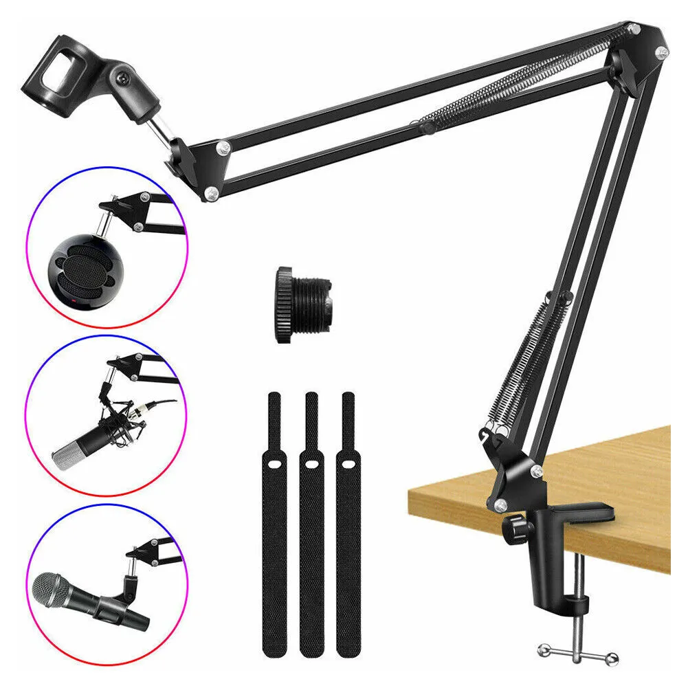 US 1-2 Pc Microphone Stand Adjustable Mic Suspension Boom Scissor Arm Desk Clamp