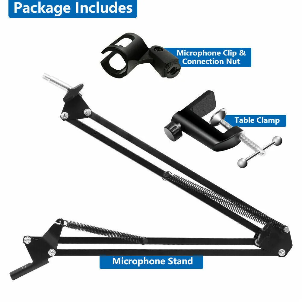 US 1-2 Pc Microphone Stand Adjustable Mic Suspension Boom Scissor Arm Desk Clamp