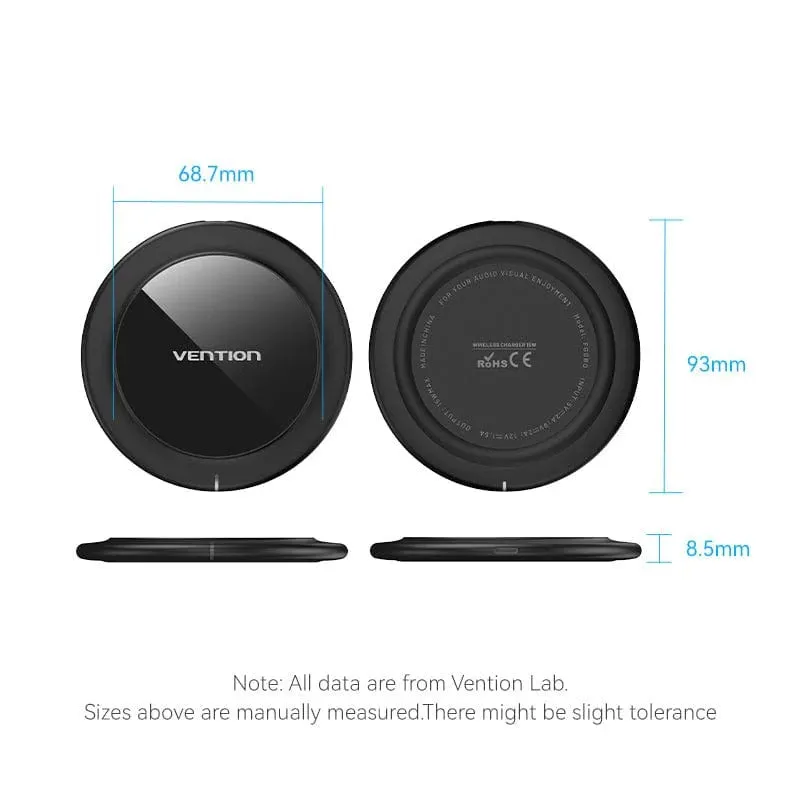 Vention Wireless Charger 15W Black Mirrored Surface Type