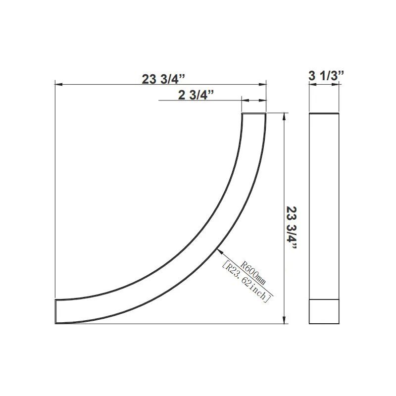 Westgate SCXC Quarter of 48" Circle 25W LED Superior Architectural Light, CCT Selectable