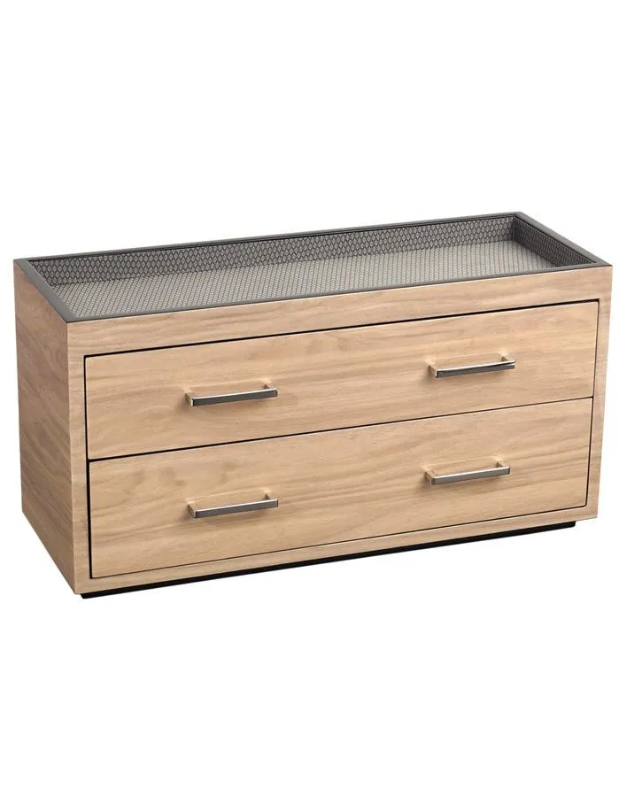 WOLF Meridian Two Drawer Valet&#44; Charging Station & Pen Box - Blonde