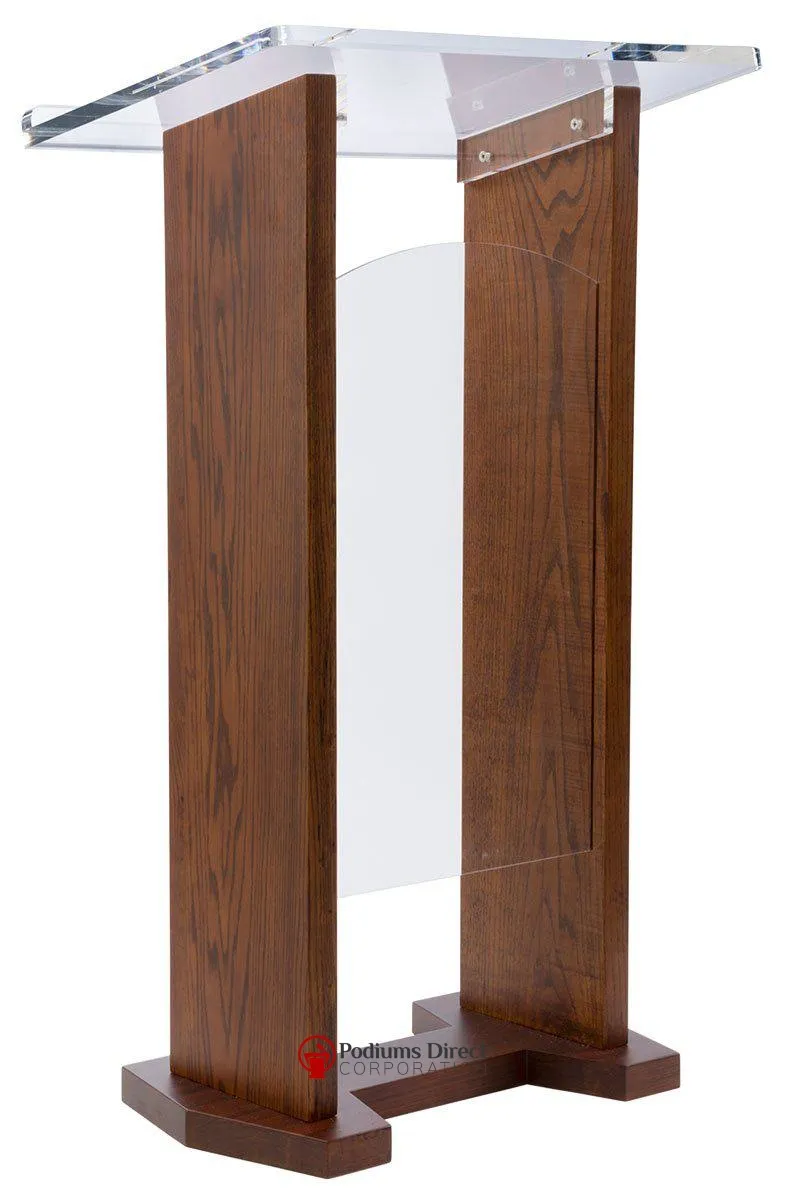 Wood with Acrylic Narrow Pulpit Front Panel-Cross or Plain.