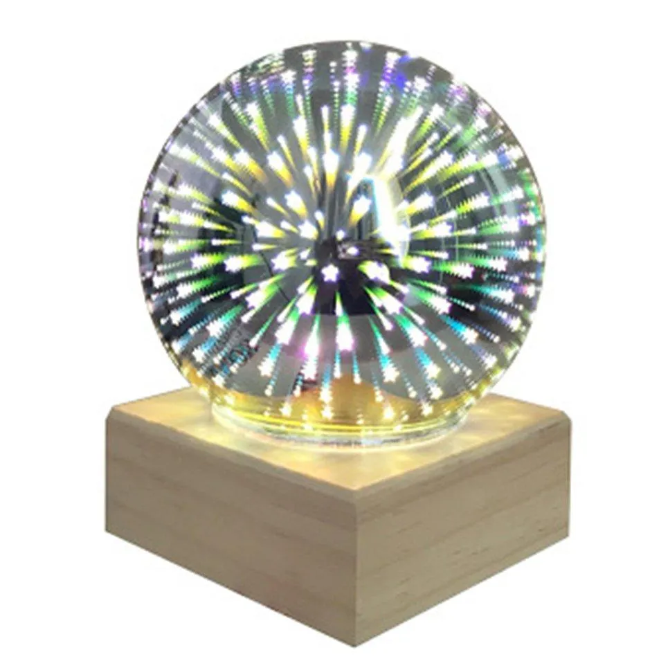 XXJJ 3D Colorful Crystal Ball Crystal Night Light USB Plug-in LED Table Lamp Transparent Glass Couple Home Kids Gift